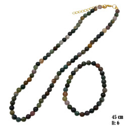 Naszyjnik + bransoletka - Agat indyjski - kamień - MF3934241