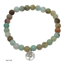 Bransoletka Stal 316L [drzewko szczęścia] "Amazonit" - MF39343EPR
