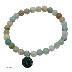 Bransoletka Stal 316L [kulka] "Amazonit" - MF39343CPR