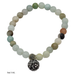 Bransoletka Stal 316L [kulka] "Amazonit" - MF39343BPR