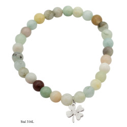Bransoletka Stal 316L [koniczyna] "Amazonit" - MF39343APR