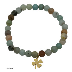 Bransoletka Stal 316L [koniczyna] "Amazonit" - MF39343APG