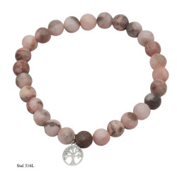 Bransoletka Stal 316L [drzewko szczęścia] "Różowy Agat " - MF39335DPR