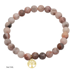 Bransoletka Stal 316L [drzewko szczęścia] "Różowy Agat " - MF39335CPG