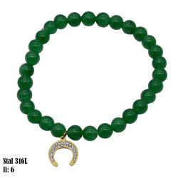 Bransoletka Stal 316L [biały księżyc] - Awenturyn - MF39345-BPG