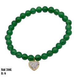 Bransoletka Stal 316L [dżetowe serce] - Awenturyn - MF39345-CPG