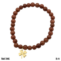 Bransoletka Stal 316L [koniczyna] piasek pustyni - MF39337-APG