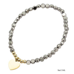 Bransoletka kryształ [ Serce ] Stal 316L - MF39505DP