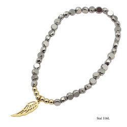Bransoletka kryształ [ Piórko ] Stal 316L - MF39505EP