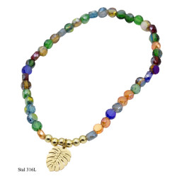 Bransoletka kryształ [ Listek ] Stal 316L - MF39505IP