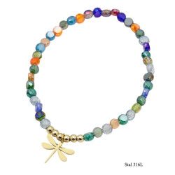 Bransoletka kryształ [ Ważka ] Stal 316L - MF39505MP