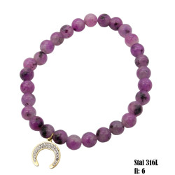 Bransoletka Stal 316L - księżyc[ametyst] - MF39343-P3