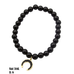 Bransoletka Stal 316L - czarny księżyc [onyx] - MF39341-P2