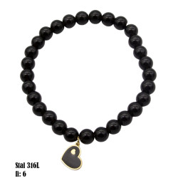 Bransoletka Stal 316L - czarne serce [onyx] - MF39341-P3