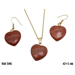 Naszyjnik + kolczyki Merebilo Stal 316L [jaspis czerwony] - MF37554877-KB7