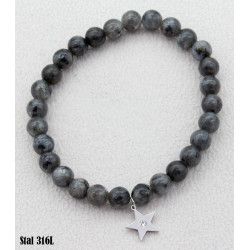 Bransoletka Merebilo Stal 316L Kamień labradoryt [gwiazdka] - MF39347-P3
