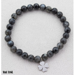 Bransoletka Merebilo Stal 316L Kamień labradoryt [koniczyna] - MF39347-P2