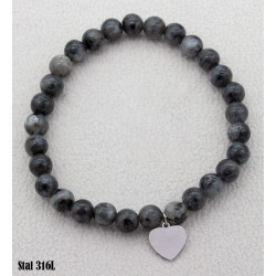 Bransoletka Merebilo Stal 316L Kamień labradoryt [serce] - MF39347-P1