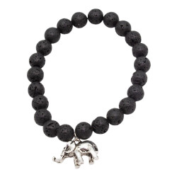 Bransoletka ze słonikiem Lawa wulkaniczna - MF39328-P1