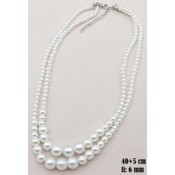 Naszyjnik 2-rzędowy Perła szklana - MF32145-B