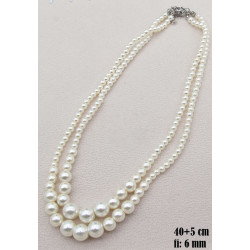 Naszyjnik 2-rzędowy Perła szklana - MF32145-E