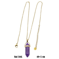 Naszyjnik Merebilo Stal 316L [kamień ametyst naturalny] - MF3755889-1