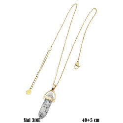 Naszyjnik Merebilo Stal 316L [kamień howlit biały] - MF3755889-5