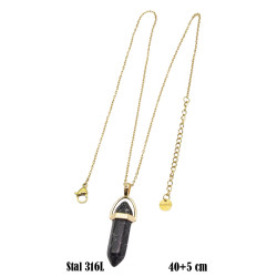 Naszyjnik Merebilo Stal 316L [kamień howlit czarny] - MF3755889-7