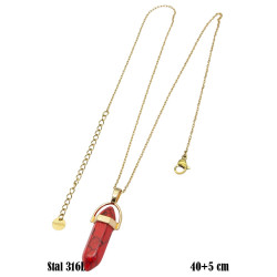 Naszyjnik Merebilo Stal 316L [kamień howlit czerwony] - MF3755889-8