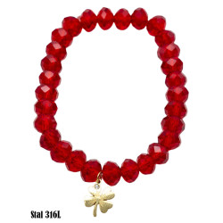 Bransoletka Merebilo Kryształ Stal 316L [koniczynka z dżetem] - MF37338-BB