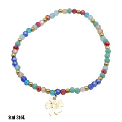 Bransoletka Merebilo Stal 316L [koniczynka z dżetem] - MF37338-C