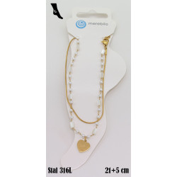 Bransoletka Merebilo na kostkę Stal 316L [serce] - MF35602-B - Hurt