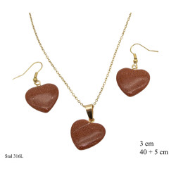 Kolczyki + Naszyjnik Merebilo Stal 316L [ piasek pustyni ] - MF30652GPP