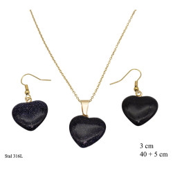 Kolczyki + Naszyjnik Merebilo Stal 316L [ noc kairu ] - MF30652GNK