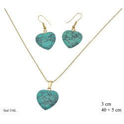 Kolczyki + Naszyjnik Merebilo Stal 316L [ turkus ] - MF30652GAM