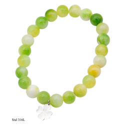 Bransoletka Jadeit Naturalny z Koniczynka - MF39351FC