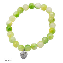 Bransoletka Jadeit Naturalny z Listkiem - MF39351FB