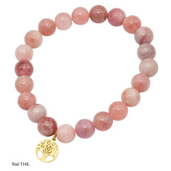Bransoletka Kwarc Truskawkowy z Drzewkiem Szczęścia - MF39351EB