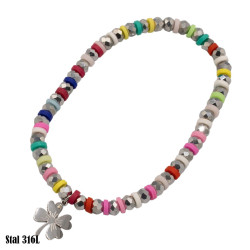 Bransoletka Stal 316L [srebrna koniczynka] - MF32048-1