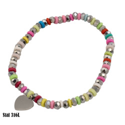 Bransoletka Stal 316L [srebrne serce] - MF32048-2