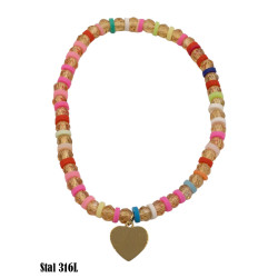 Bransoletka Stal 316L [złote serce] - MF32048-4