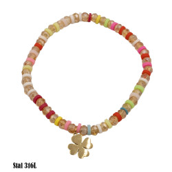 Bransoletka Stal 316L [złota koniczynka] - MF32048-5