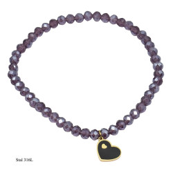 Bransoletka Merebilo Stal 316L [ ametyst ] z sercem - MF41995PC