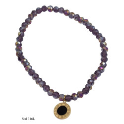 Bransoletka Merebilo Stal 316L [ ametyst ] z zegarkiem - MF41995PB