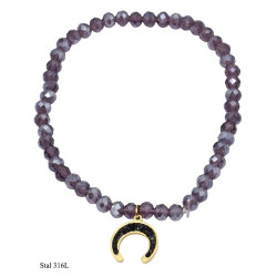 Bransoletka Merebilo Stal 316L [ ametyst ] z podkową - MF41995PA