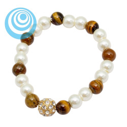 Bransoletka Merebilo [oko tygrysa + perła szklana] - BM101