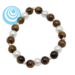 Bransoletka Merebilo [tygrysie oko + szklana perła] - BM106