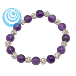 Bransoletka Merebilo [ametyst + kryształ] - BM107