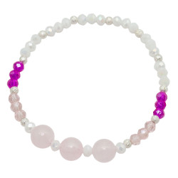 Bransoletka Merebilo [ kwarc różowy + kryształ ] - BM115
