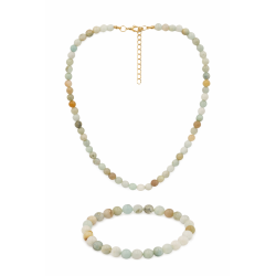 Naszyjnik + bransoletka z kamieni [amazonit naturalny] - MF3934443
